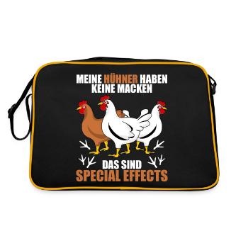 Hühner Hühnerstall Spruch mit Huhn - Retro Tasche - Schwarz/Gold - Hinten