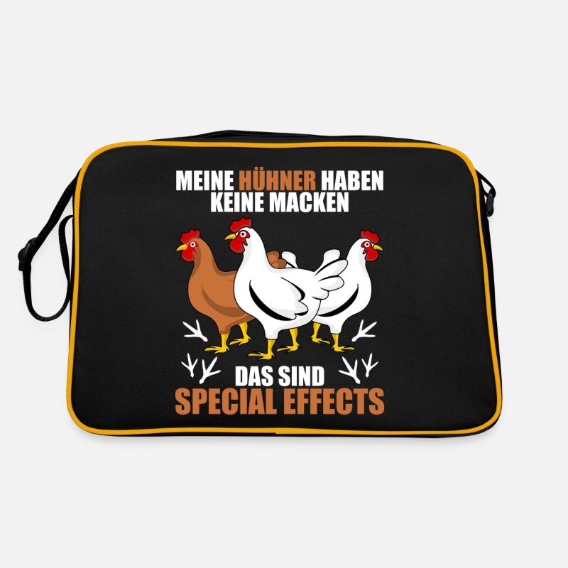 Hühner Hühnerstall Spruch mit Huhn - Retro Tasche - Schwarz/Gold