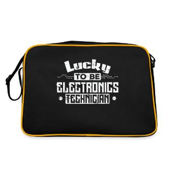 Lucky to be Electronics Technician Beruf - Retro Tasche - Schwarz/Gold - Hinten