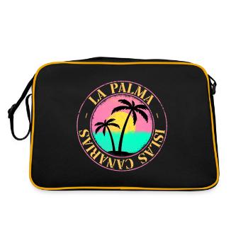 La Palma Sommer Sonne Strand Meer Palmen - Retro Tasche - Schwarz/Gold - Hinten