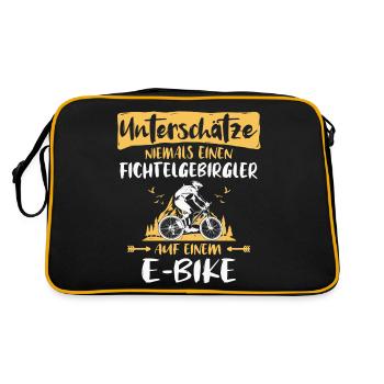 Fichtelgebirge Ebike Fichtelgebirgler Ebiking - Retro Tasche - Schwarz/Gold - Hinten