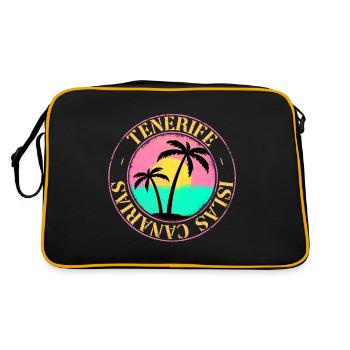 Teneriffa Tenerife Sommer Sonne Strand Meer Palmen - Retro Tasche - Schwarz/Gold - Hinten