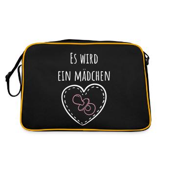 Es wird ein Mädchen! - Retro Tasche - Schwarz/Gold - Hinten