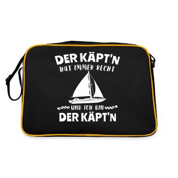 Kapitän Segeln Segelboot Segelschein - Retro Tasche - Schwarz/Gold - Hinten