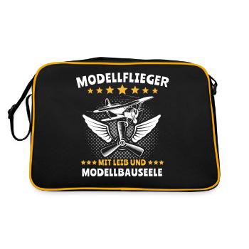 Modellfliegen Modellflug RC Flugzeug Modellflieger - Retro Tasche - Schwarz/Gold - Hinten