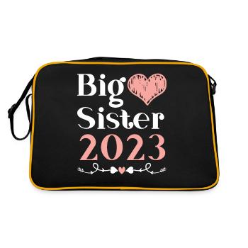 Große Schwester 2023 Großes Schwesterchen 23 - Retro Tasche - Schwarz/Gold - Hinten