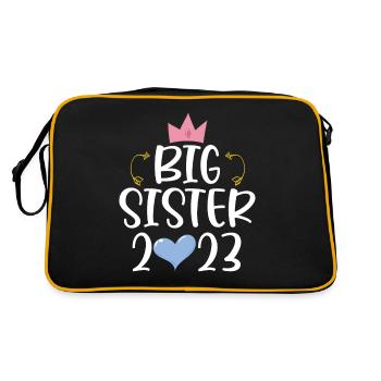 Große Schwester 2023 Großes Schwesterchen 23 - Retro Tasche - Schwarz/Gold - Hinten