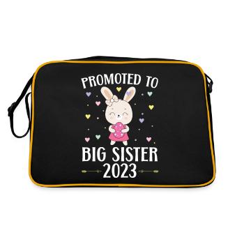 Zur großen Schwester befördert 2023 Schwesterchen - Retro Tasche - Schwarz/Gold - Hinten