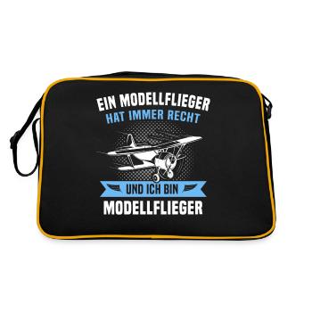 Modellflieger Modellflug Modellfliegen - Retro Tasche - Schwarz/Gold - Hinten