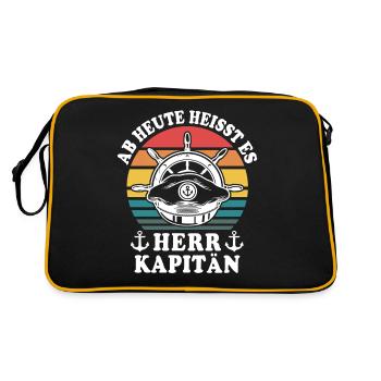 Bootsführerschein Segeln Boot Kapitän - Retro Tasche - Schwarz/Gold - Hinten