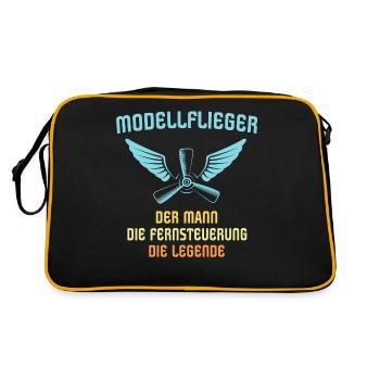Modellflug Modellflieger Modellfliegen - Retro Tasche - Schwarz/Gold - Hinten