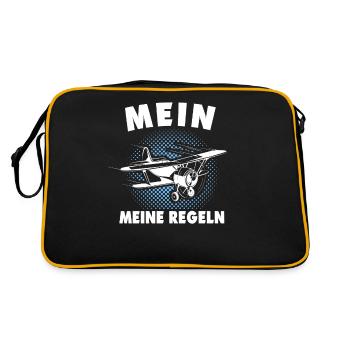 Modellflug Modellflieger Modellfliegen - Retro Tasche - Schwarz/Gold - Hinten