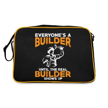 Baumeister Handwerker Bauheer - Retro Tasche - Schwarz/Gold - Hinten