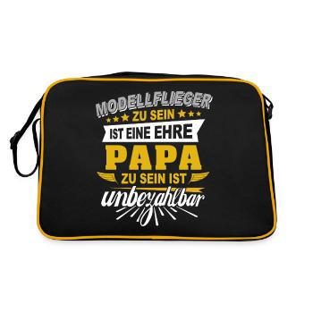Modellflieger Papa Modellflug Modellfliegen - Retro Tasche - Schwarz/Gold - Hinten