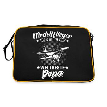 Modellflieger Papa Modellflug Modellfliegen - Retro Tasche - Schwarz/Gold - Hinten
