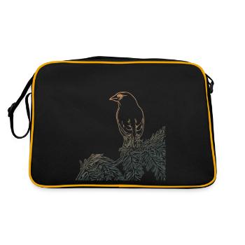 Oiseau Forêt Arbre Oiseau Motif Nature Animal Motif - Sac Retro - noir/or - Dos