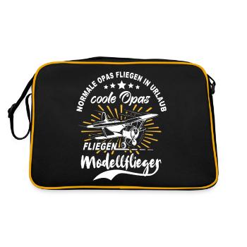 Modellflieger Opa Modellflug Modellfliegen - Retro Tasche - Schwarz/Gold - Hinten