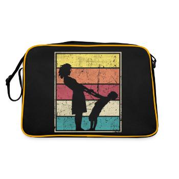Madre jugando con niños retro rayas vintage - Sac Retro - noir/or - Dos