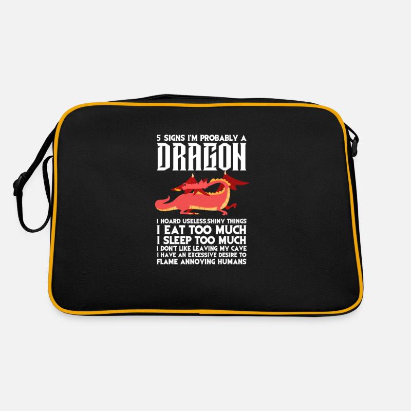 Drache - Retro Tasche - Schwarz/Gold