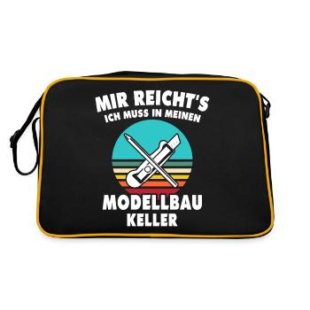 Modellbauer Modellbau Modellbauen - Retro Tasche - Schwarz/Gold - Hinten