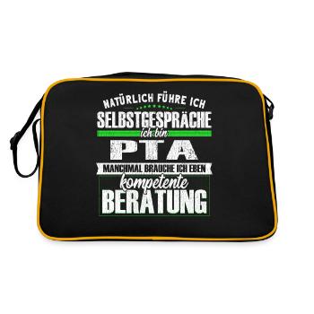 PTA Selbstgespräche Kompetente Beratung Lustig - Retro Tasche - Schwarz/Gold - Hinten