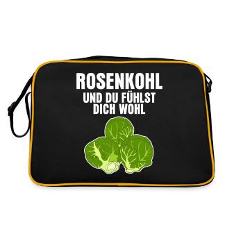 Rosenkohl Veganer Spruch für Vegetarier - Retro Tasche - Schwarz/Gold - Hinten