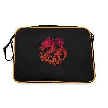 Chinesischer Drache - Retro Tasche - Schwarz/Gold - Hinten