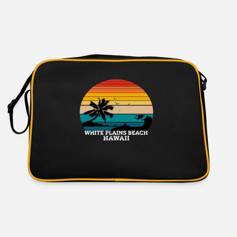 White Plains Beach Hawaii gift - Retro Tasche - Schwarz/Gold