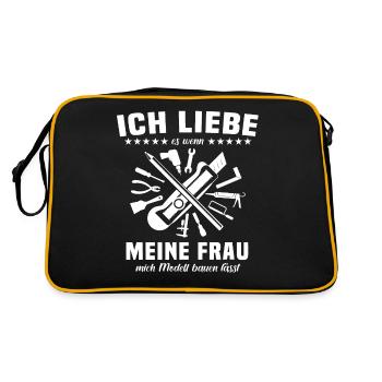 Modellbauer Sprüche Modellbau - Retro Tasche - Schwarz/Gold - Hinten