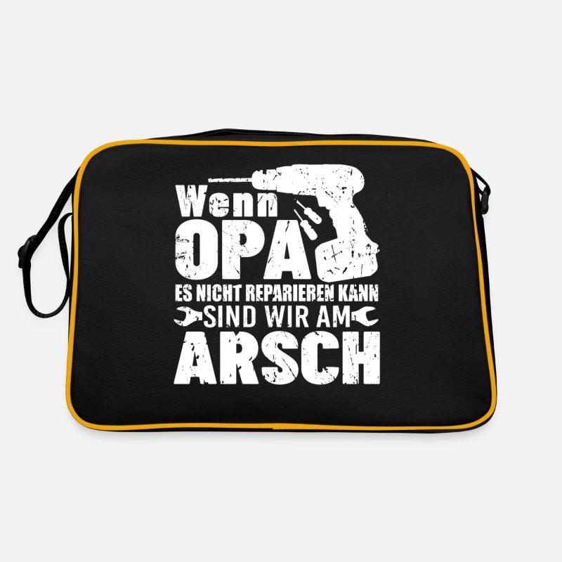 Opa der Handwerker reparieren Großvater Opi Retro Tasche