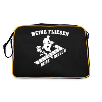 Fliesenleger Fliesen Legen - Retro Tasche - Schwarz/Gold - Hinten