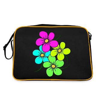 fleurs colorées, bouquet, vrille de fleurs, floral - Sac Retro - noir/or - Dos