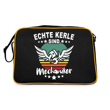 Mechaniker Automechaniker KFZ Mechaniker - Retro Tasche - Schwarz/Gold - Hinten