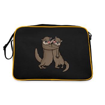 Otters Hugging - Retro Bag - black/gold - Back