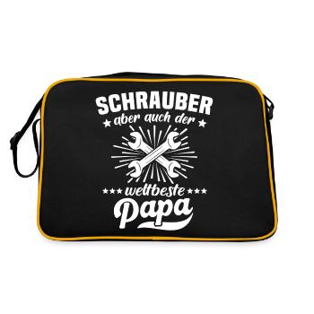 Schrauber Papa Schrauben Autoschrauber - Retro Tasche - Schwarz/Gold - Hinten