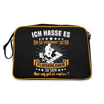 Fliesenleger Handwerker Fliesenlegen Fliesen - Retro Tasche - Schwarz/Gold - Hinten