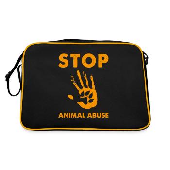Stop Animal Abuse, Animal Rights Animal Abuse - Retro Bag - black/gold - Back