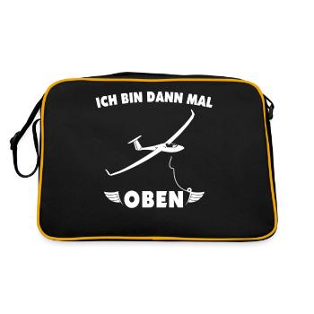 Segelfliegen Segelflugzeug Segelflug - Retro Tasche - Schwarz/Gold - Hinten