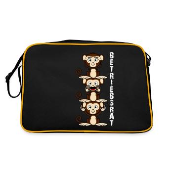 Betriebsrat 3 Affen Betriebsrätin - Retro Tasche - Schwarz/Gold - Hinten