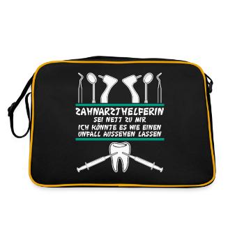 Zahnarzthelferin lustig ZFA - Retro Tasche - Schwarz/Gold - Hinten