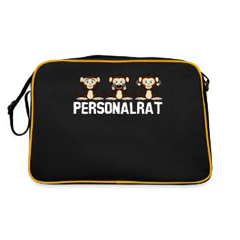 Personalrat 3 Affen Witz Personalräte - Retro Tasche - Schwarz/Gold - Hinten