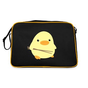 Duck with Chop Sticks - Duck with Chopstick Meme - Retro Bag - black/gold - Back