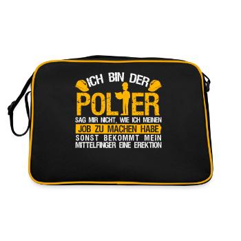 Polier Mittelfinger Baustelle Bauleiter - Retro Tasche - Schwarz/Gold - Hinten