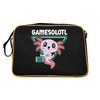 Gamesolotl Videospiel Axolotl Wassertier Gamer - Retro Tasche - Schwarz/Gold - Hinten