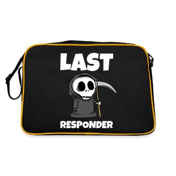 Last Responder - Lustiger Sensenmann Grim Reaper - Retro Tasche - Schwarz/Gold - Hinten
