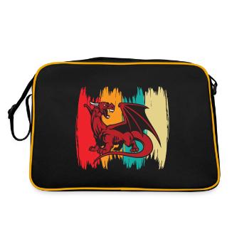 Dragon Retro Vintage Middle Ages with Fire - Retro Bag - black/gold - Back