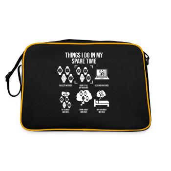 Things I Do In My Spare Time Horologe Uhrensammler - Retro Tasche - Schwarz/Gold - Hinten