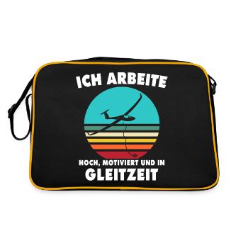 Segelflieger Segelfliegen Segelflug - Retro Tasche - Schwarz/Gold - Hinten