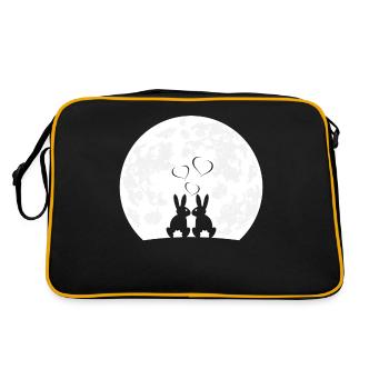 Cœur Lapin Lapin Dames Lune Amour Lapins - Sac Retro - noir/or - Dos