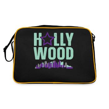 Hollywood America USA Vacation Travel Tourist - Retro Tasche - Schwarz/Gold - Hinten